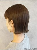 オリーブブラウン×切りっぱなしボブイメチェン外ハネボブ美髪