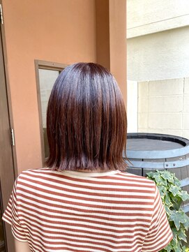 ココカラヘアー ニコ(cococara hair nico) 切りっぱなしボブ/カシスカラー/ボブ/暖色/韓国風