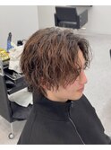 センターパートウルフツイストスパイラルパーマ静岡メンズ