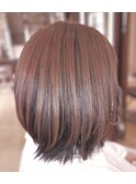 立体感ミディアムボブバレアージュショコラブラウン暖色系カラー