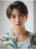 フェザーパーマセンターパートシャドウパーマ韓国ヘアメンズ