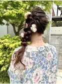 ふわふわ編み下ろしヘアアレンジ