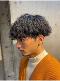 波巻きスパイラルパーマツイストスパイラルツーブロック束感