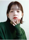 切りっぱなしボブ　外ハネボブ　シースルーバング　