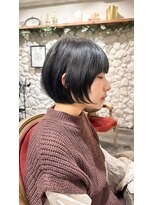 ラウンジ(Lounge)&nbsp;ショートボブ暗髪顔まわりカット20代30代40代50代