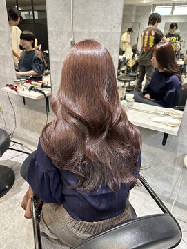 アンダーバーホワイト(_WHITE) ブリーチ無しピンクブラウンレイヤーカット