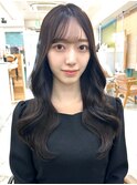 20代30代40代◎前髪パーマ韓国風巻きくすみベージュお団子ヘア