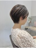 【RYOHEI】ショートヘア耳掛けショートボブベージュカラー
