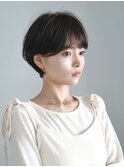 切りっぱなしショート・ボブ/絶壁解消/前髪なし/20代/30代/面長