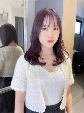 ヘアサロン ガリカ 表参道(hair salon Gallica) 【田中杏実】ミディアムレイヤーに透けるラベンダーピンクカラー
