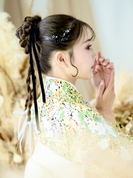 3月は朝6時~OK[袴着付け+ヘアセット\9900][へアセット+メイク\8500/カチモリヘア/推し活ヘア\3000]