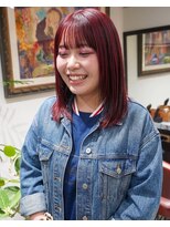 グッドフェローズ キタホリエ(GoodFellas kitahorie)&nbsp;レイヤーカット×ハイトーンレッドカラーの透明感ミディアム