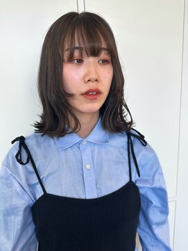 リノ 守山店(lino) 顔まわりレイヤー/ミディアム/スモーキーアッシュ