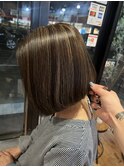 白髪ぼかしハイライト×グレージュ