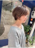 大人可愛い小顔ショート/2wayバング/透明感アッシュベージュ