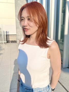 カケル(×.) さりげなレイヤー/オレンジブラウン/ミディアムボブ