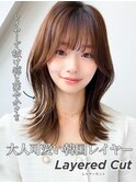 韓国風レイヤー◎小顔カット透明感カラー20代30代