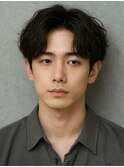 ナチュラルブラウンのマレットヘア×ニュアンスサーフ