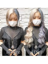 あるじゃんすー 仙台店 パールホワイトxペールブルー#シールエクステ#大人巻き#仙台