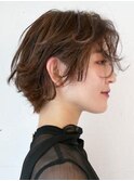 三軒茶屋_レディース_ショート_無造作_ブラウン_ベージュ_パーマ
