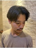 センターパート×ナチュラルパーマ
