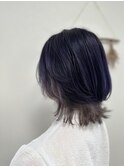 20代30代小顔ゆるふわショートパープルインナーカラーシルバー