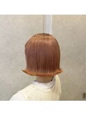 切りっぱなしボブ×オレンジベージュ