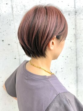 ビューブルー 亀戸錦糸町(VIEW BLUE) 美髪シアーカラーピンクブラウンショートカット切りっぱなしボブ