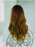 夏ウエットヘアオリーブベージュデザインカラーレイヤーカット
