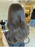 透明感ブリーチなしカラーやわらかミントベージュレイヤーカット