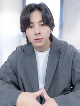 メゾンアルブル 向ヶ丘遊園 登戸(maison ARBLE) メンズマッシュ波巻きセンターパートダークアッシュツーブロック