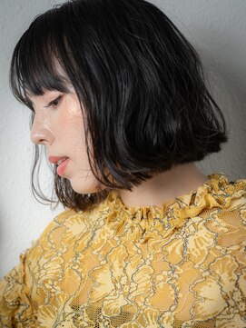 カバーヘア ブリス 大宮西口(COVER HAIR bliss) シースルーバング黒髪切りっぱなし小顔外ハネボブt大宮20代30代