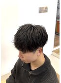 無造作シャドウパーママッシュショートレイヤー刈り上げスタイル