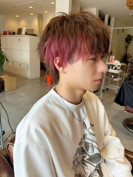 アドラーブル 駅南店(adorable) センターパートソフトツイストパーマメッシュマッシュウルフ