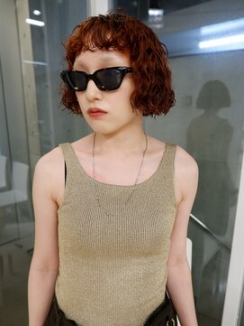 オーオ シカシカ(OOO YY) スパイラルハードパーマ×オレンジブラウン