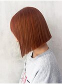 ボブミディアム前髪カットアプリコットオレンジ_ba495091