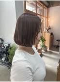 柔らかブラウン×ぷっくりボブ