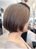武蔵小杉大人丸みショートボブ白髪ぼかしカラーグレージュ