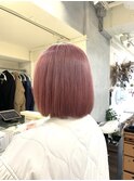 チェリーピンク ボブ ダブルカラー