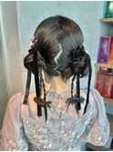 【ツインアレンジ】結婚式銀座お団子カチモリタイトヘアセット