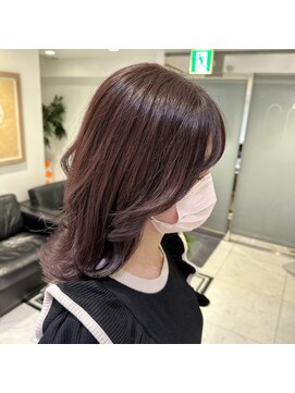 六本木美容室 白金店 ブリーチなしの透明感カラー ラベンダーピンク