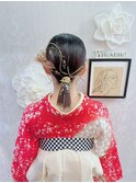 卒業式  袴着付け タイトポニー×金箔