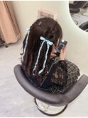 編み込みハートハーフツイン