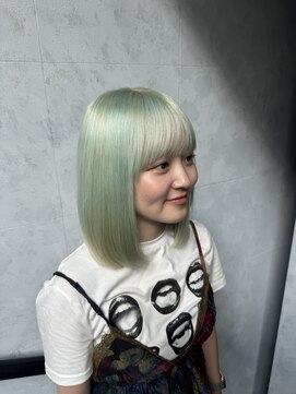 ノス 表参道(NOOS) ボブ/ペールグリーン/ケアブリーチ/ハイトーン/髪質改善/艶髪