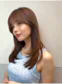横浜ミディアム韓国レイヤー内巻きワンカールハッシュカット
