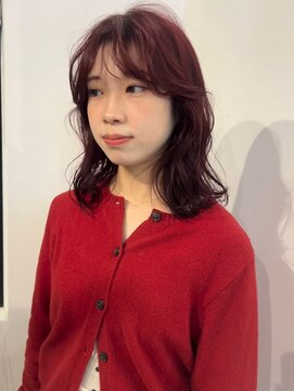 ジュール(JOULE'S) ボルドーカラー/センターパート/ミディアムヘア