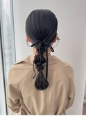 編み下ろしヘアアレンジ/結婚式ヘア/黒髪