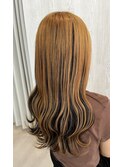 オレンジベージュの逆インナーカラー