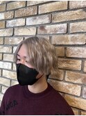 【ホワイトミルクティー】ツーブロ無造作マッシュセット