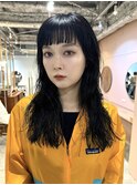 ロングパーマ/黒髪/オン眉/黒髪パーマ/モード/スパイラルパーマ